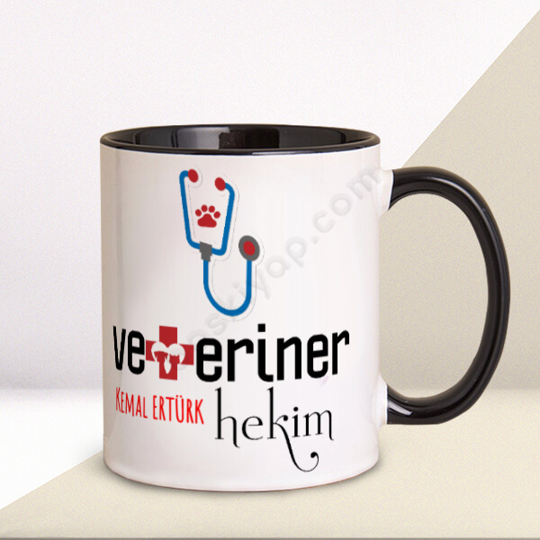 Veteriner Hekimlere Özel Siyah Kupa Bardak online tasarla