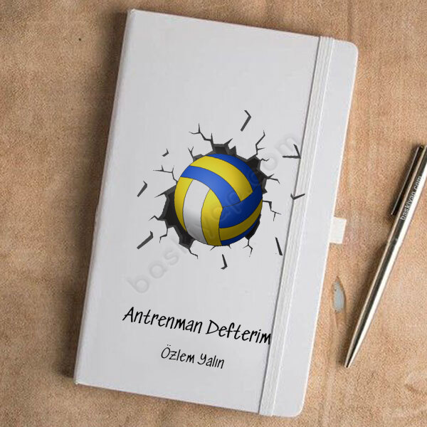 Voleybol Tasarım Beyaz Defter Ajanda online tasarla
