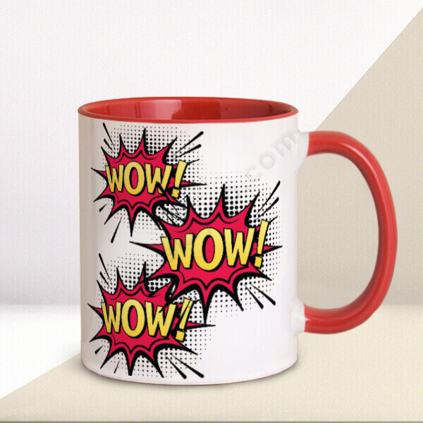 Wow Baskılı Kırmızı Kupa online tasarla