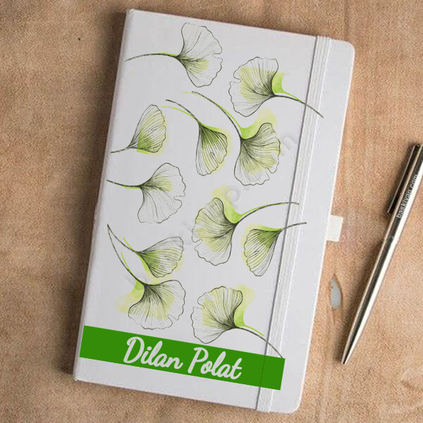 Yaprak Desenli Beyaz Ajanda online tasarla