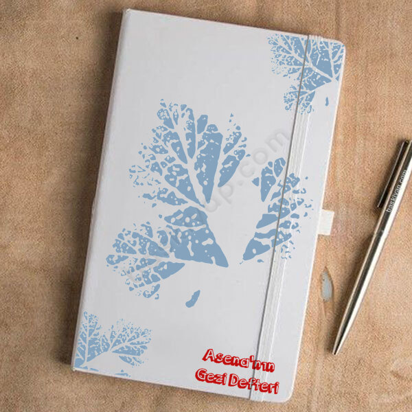 Yaprak Tasarımlı Beyaz Ajanda online tasarla