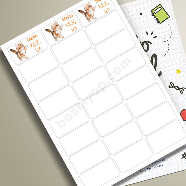 Yavru Kedili Okul Etiketi online tasarla