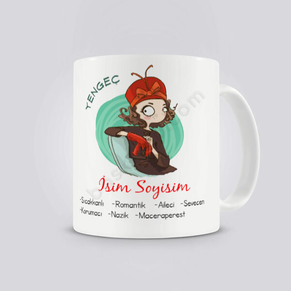 Yengeç Burcu Tasarımlı Kendin Tasarla Baskılı Kupa online tasarla