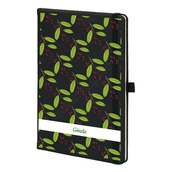Yeşil Dallı Siyah Ajanda online tasarla