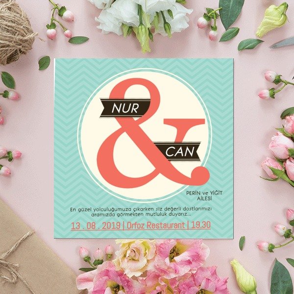 Yeşil Modern Davetiye online tasarla