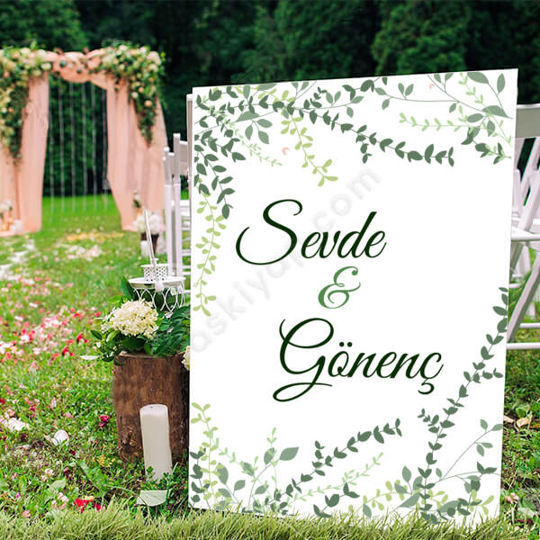 Yeşil Yapraklar Ayaklı Pano online tasarla