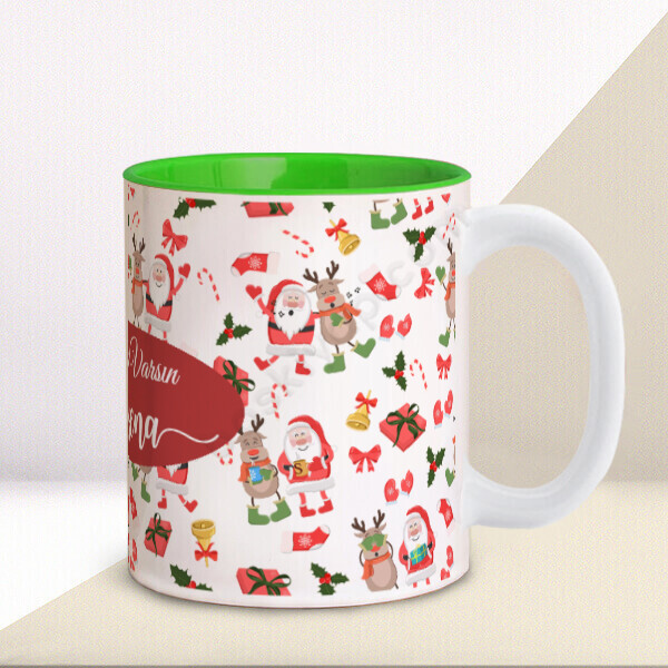 Yılbaşı Konseptli 3 İçi Yeşil Kupa online tasarla