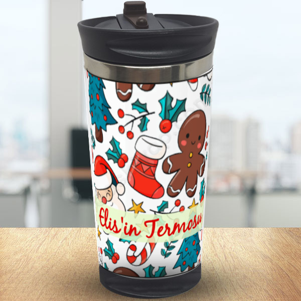 Yılbaşı Konseptli 4 Çelik Termos online tasarla