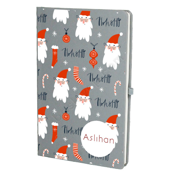Yılbaşı Noel Baba Tasarım Gri Ajanda Defter online tasarla
