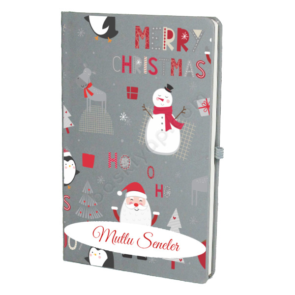 Yılbaşı Tasarımlı Gri Ajanda Defter online tasarla