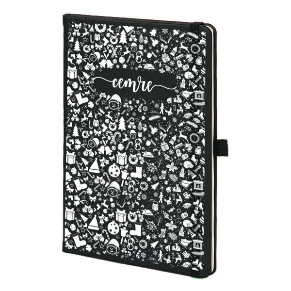 Yılbaşı Tasarımlı Siyah Ajanda online tasarla