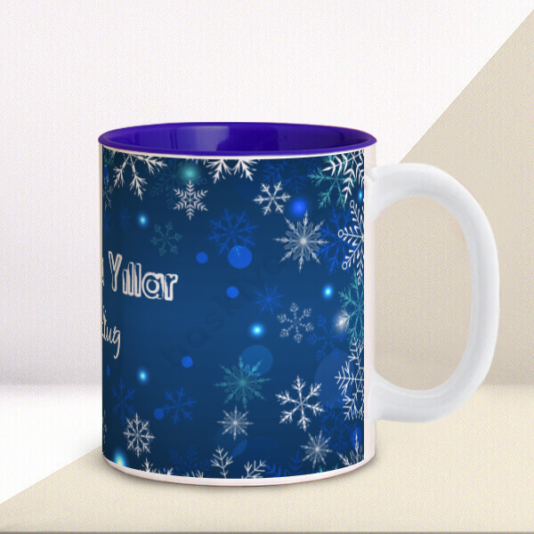 Yılbaşı Temalı İçi Lacivert Kupa online tasarla