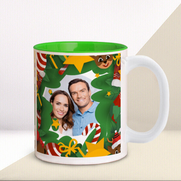 Yılbaşı Temalı Kişiye Özel İçi Yeşil Kupa online tasarla