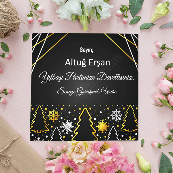 Yılbaşına Özel 15X15 Davetiye 3 online tasarla
