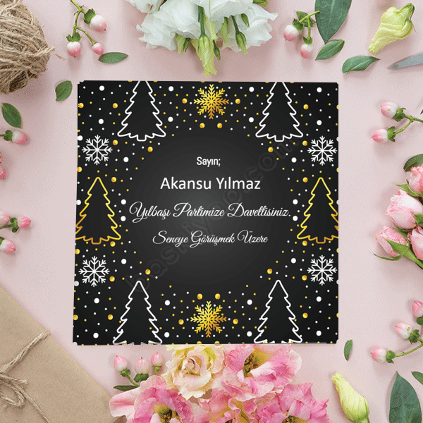 Yılbaşına Özel 15X15 Davetiye 4 online tasarla