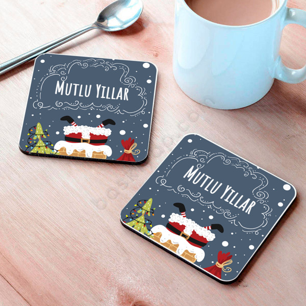 Yılbaşına Özel 4 Bardak Altlığı online tasarla