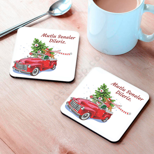 Yıllbaşı Konsept Bardak Altlığı online tasarla