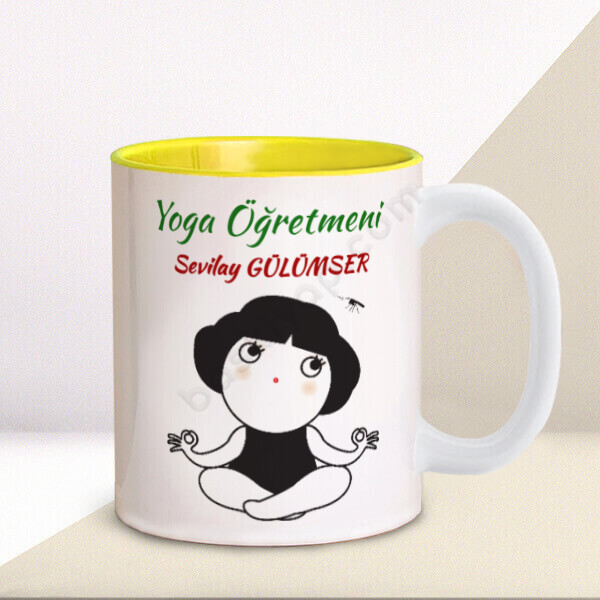 Yoga Öğretmeni Tasarımlı Sarı Kupa online tasarla