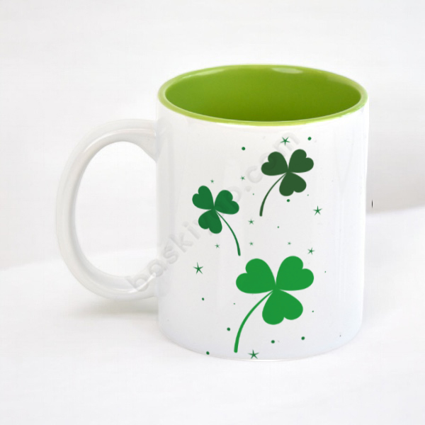 Yonca Yaprak Tasarımlı İçi Yeşil Kupa online tasarla