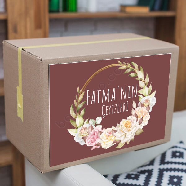 Yuvarlak Çiçek Model Çeyiz Etiketi online tasarla