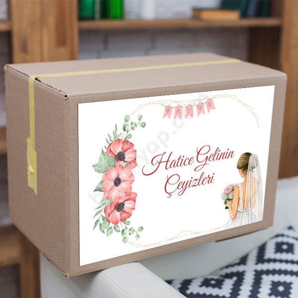 Zarif Minimalist Çiçekli Çeyiz Etiketi online tasarla